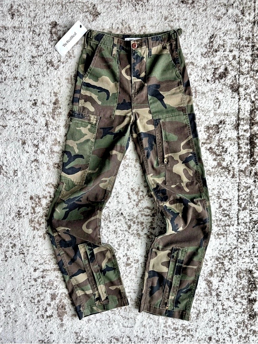 RE/DONE Originals Cargo Pant Camo Cargo Pants in Green & Brown Size 23 NWT